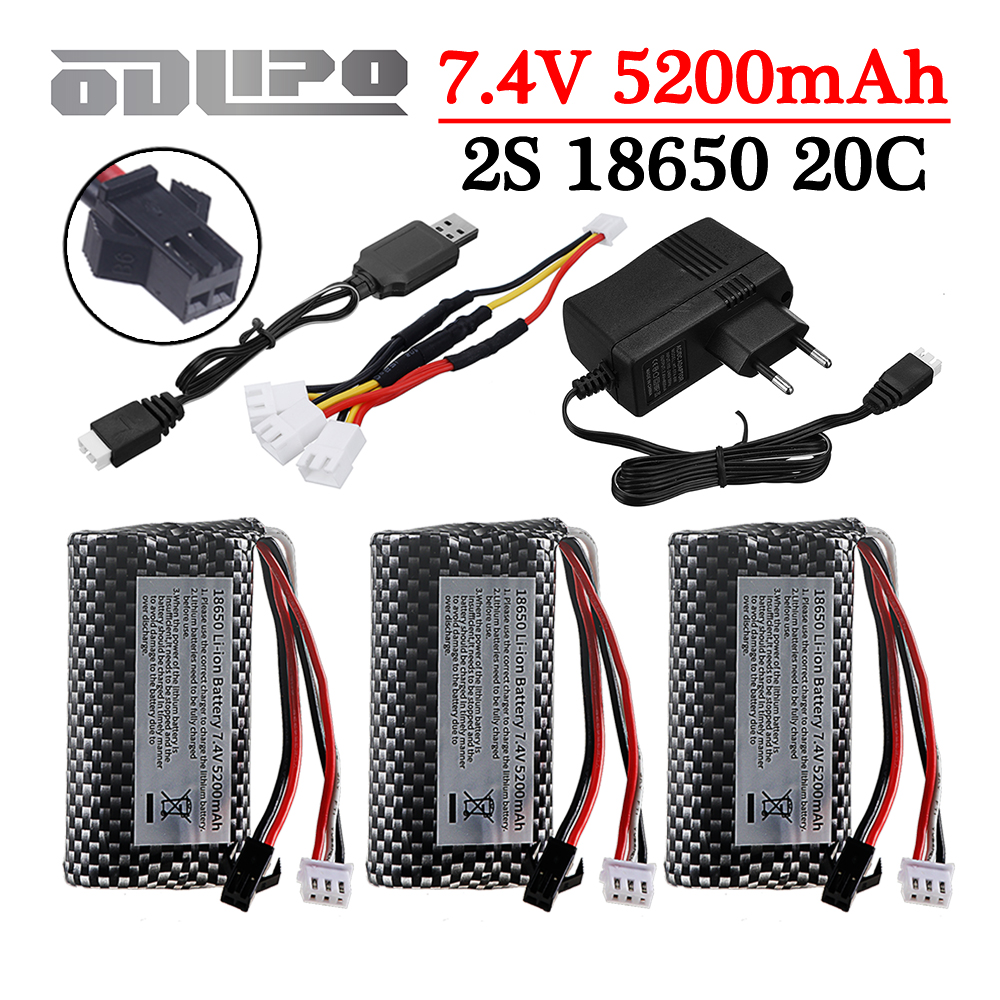 Rc Hobby Drone - 18650 7.4V 5200mAh Li-ion battery with